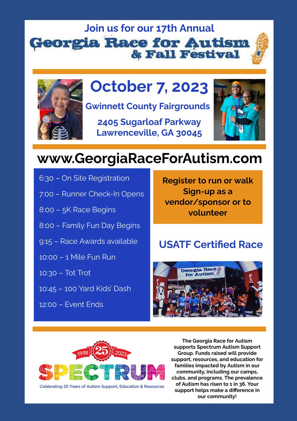 Georgia Race For Autism Flier